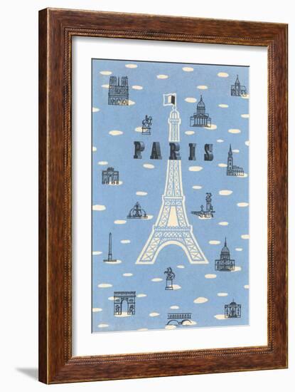 Eiffel Tower and Various Paris Motifs-null-Framed Art Print