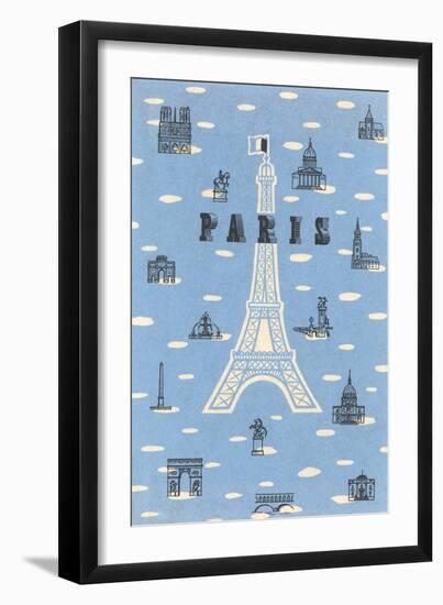 Eiffel Tower and Various Paris Motifs-null-Framed Art Print