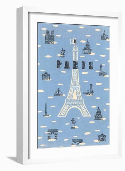 Eiffel Tower and Various Paris Motifs-null-Framed Art Print