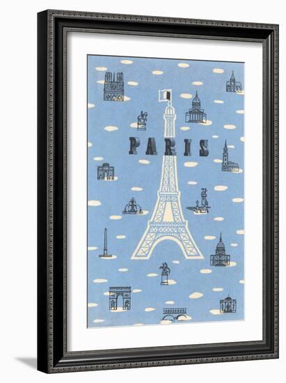 Eiffel Tower and Various Paris Motifs-null-Framed Art Print