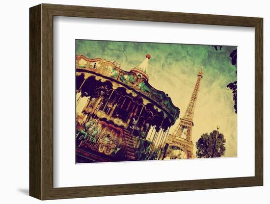 Eiffel Tower and Vintage Carousel, Paris, France. Retro Style-Michal Bednarek-Framed Photographic Print