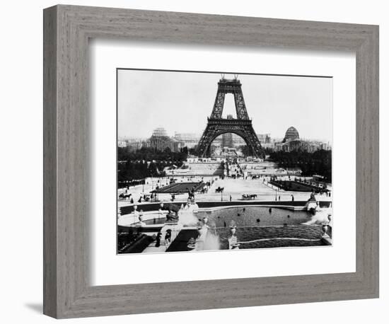 Eiffel Tower Being Constructed Halfway-Bettmann-Framed Photographic Print