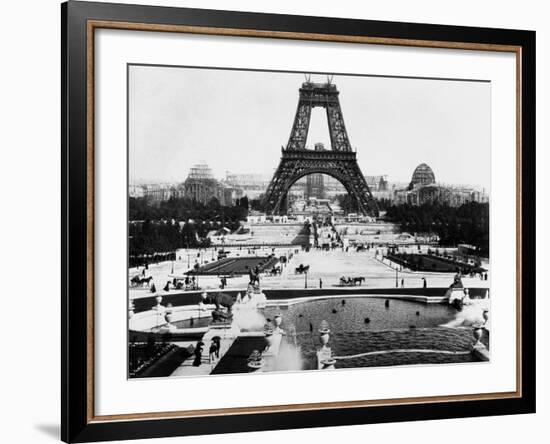 Eiffel Tower Being Constructed Halfway-Bettmann-Framed Photographic Print