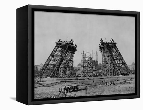 Eiffel Tower During Construction-null-Framed Premier Image Canvas