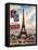 Eiffel Tower, French Vintage Postcard Collage-Piddix-Framed Stretched Canvas