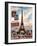 Eiffel Tower, French Vintage Postcard Collage-Piddix-Framed Art Print