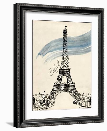 Eiffel Tower in Pen-Morgan Yamada-Framed Art Print