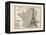 Eiffel Tower Map-Tina Carlson-Framed Stretched Canvas