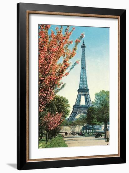 Eiffel Tower, Peach Blossoms-null-Framed Art Print