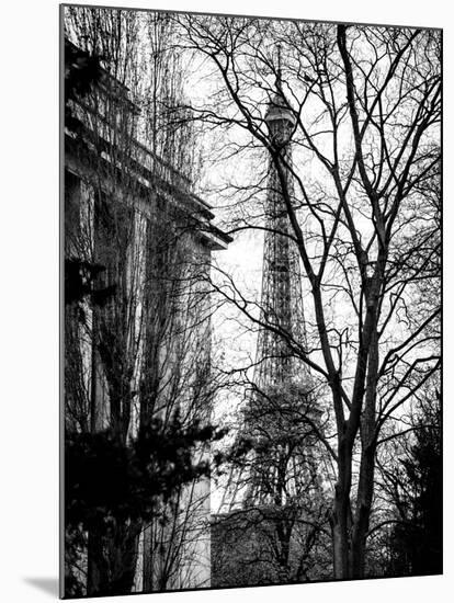 Eiffel Tower View of Winter Trocadero - Paris, France - Black and White Photography-Philippe Hugonnard-Mounted Photographic Print