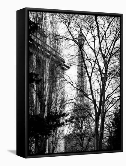 Eiffel Tower View of Winter Trocadero - Paris, France - Black and White Photography-Philippe Hugonnard-Framed Premier Image Canvas