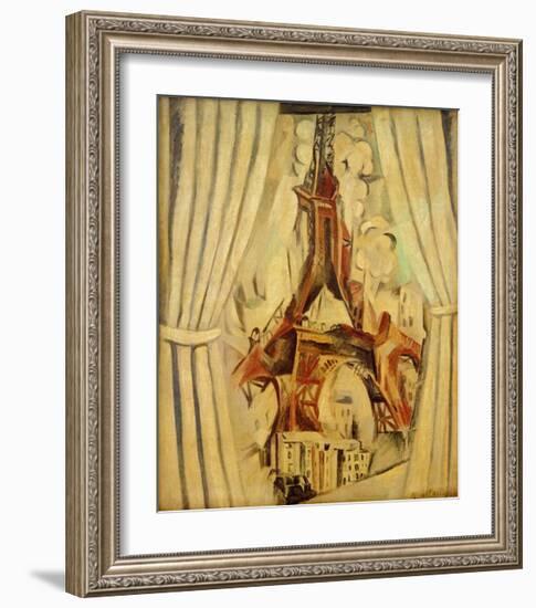 Eiffel Tower with Curtains, 1910-Robert Delaunay-Framed Giclee Print
