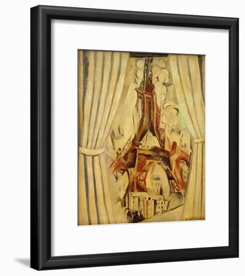Eiffel Tower with Curtains, 1910-Robert Delaunay-Framed Giclee Print