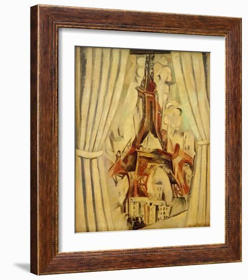 Eiffel Tower with Curtains, 1910-Robert Delaunay-Framed Giclee Print