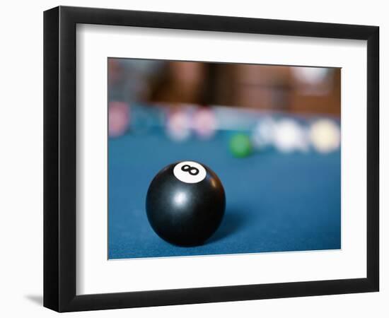 Eight ball on pool table-null-Framed Photographic Print