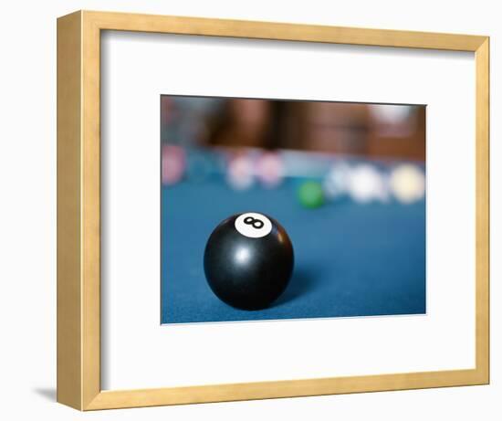 Eight ball on pool table-null-Framed Photographic Print