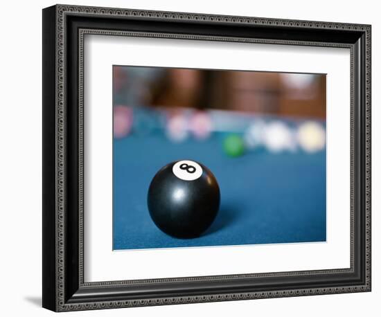 Eight ball on pool table-null-Framed Photographic Print