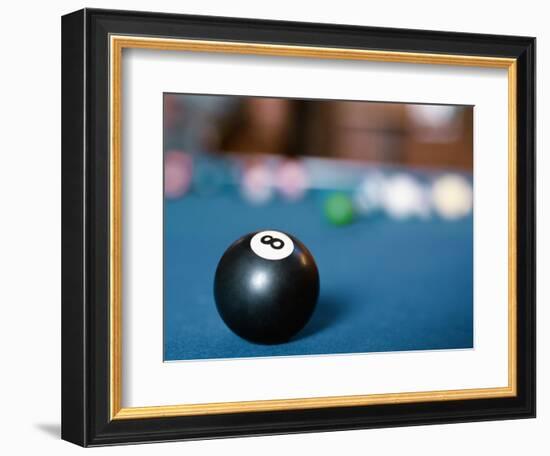 Eight ball on pool table-null-Framed Photographic Print