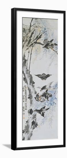 Eight Birds on a Willow Tree-Zhoa Zhiqian-Framed Giclee Print