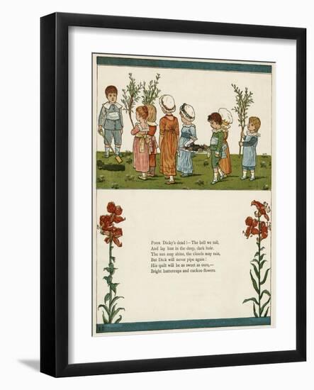 Eight Children Mourning a Dead Bird-Kate Greenaway-Framed Art Print