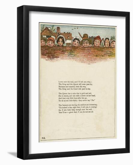 Eight Faces Looking over a Wall-Kate Greenaway-Framed Art Print