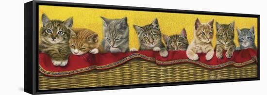 Eight Kittens in Basket-Janet Pidoux-Framed Premier Image Canvas