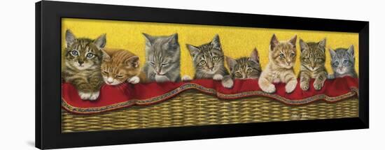 Eight Kittens in Basket-Janet Pidoux-Framed Giclee Print