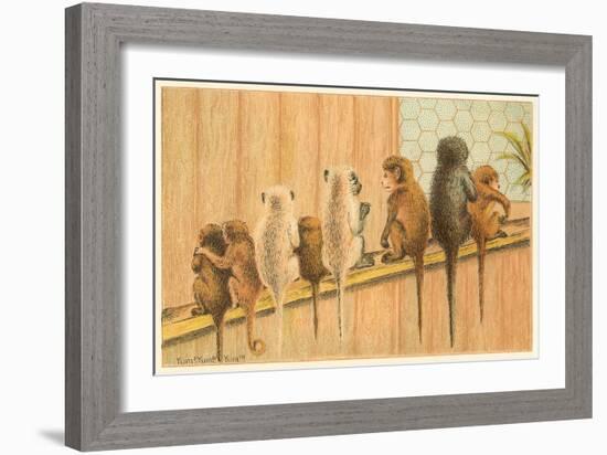 Eight Monkeys, Yum-null-Framed Art Print