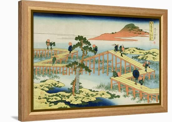 Eight Part Bridge, Province of Mucawa, Japan, circa 1830-Katsushika Hokusai-Framed Premier Image Canvas
