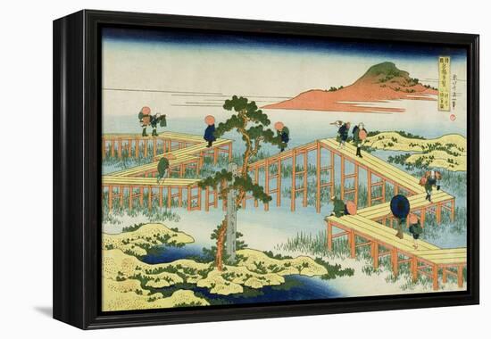 Eight Part Bridge, Province of Mucawa, Japan, circa 1830-Katsushika Hokusai-Framed Premier Image Canvas