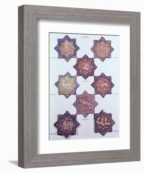 Eight Tiles Decorated with Animals, 13th-14th Century-null-Framed Giclee Print