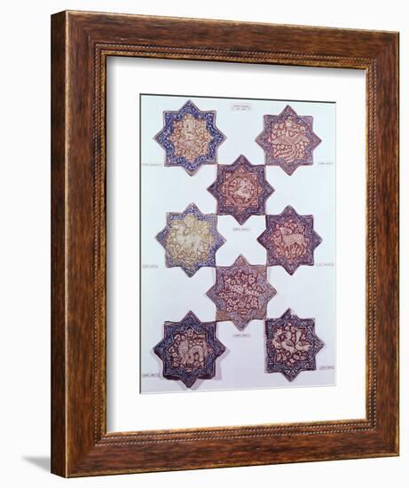 Eight Tiles Decorated with Animals, 13th-14th Century-null-Framed Giclee Print