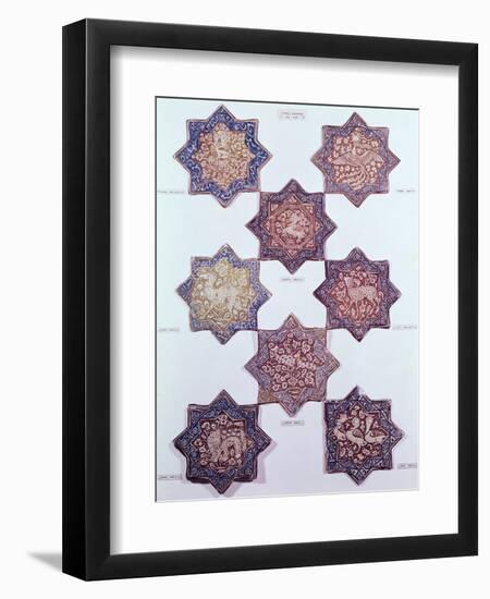 Eight Tiles Decorated with Animals, 13th-14th Century-null-Framed Giclee Print