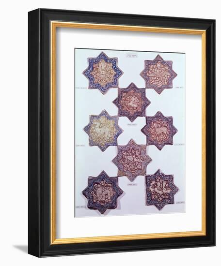 Eight Tiles Decorated with Animals, 13th-14th Century-null-Framed Giclee Print