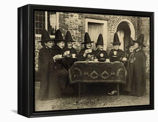 Eight Women in High Hats Having Tea in Norfolk, England, Ca. 1920-null-Framed Stretched Canvas