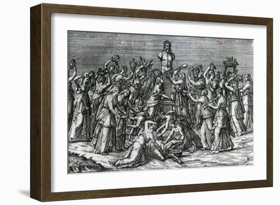 Eight Women Sacrificing to Priapus, 16th Century-Lambert Lombard-Framed Giclee Print