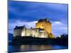 Eilean Donan Castle Floodlit Against Deep Blue Twilight Sky and Water of Loch Duich, Near Dornie, K-Lee Frost-Mounted Photographic Print