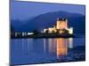 Eilean Donan Castle Floodlit at Night on Loch Duich, Near Kyle of Lochalsh, Highland-Lee Frost-Mounted Photographic Print