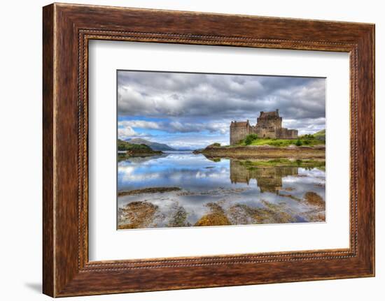 Eilean Donan Castle on a Cloudy Day, Highlands, Scotland, UK-Nataliya Hora-Framed Photographic Print