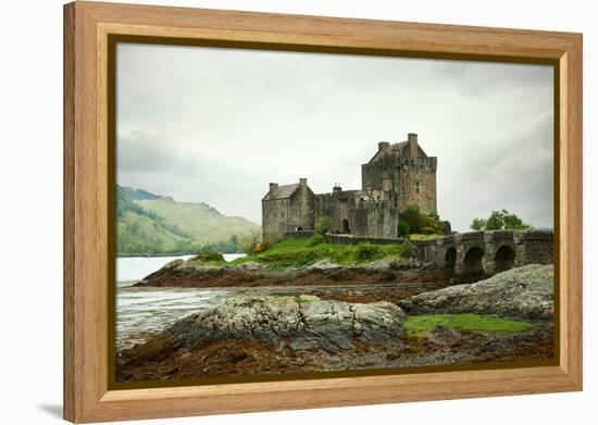 Eilean Donan Castle on a Cloudy Day. Low Tide. Highlands, Scotland. UK-A_nella-Framed Premier Image Canvas
