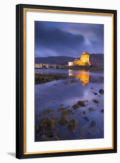 Eilean Donan Castle on Loch Duich at Twilight, Western Highlands, Scotland. Autumn (November)-Adam Burton-Framed Photographic Print