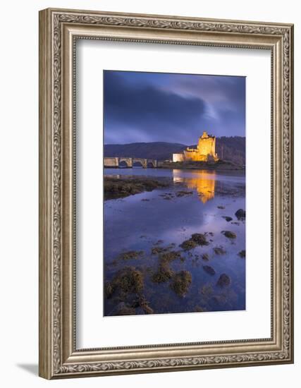 Eilean Donan Castle on Loch Duich at Twilight, Western Highlands, Scotland. Autumn (November)-Adam Burton-Framed Photographic Print