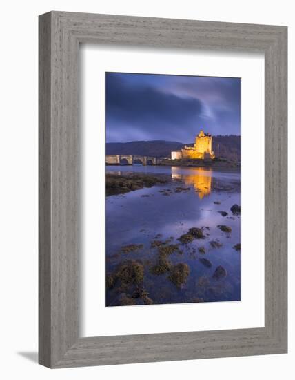 Eilean Donan Castle on Loch Duich at Twilight, Western Highlands, Scotland. Autumn (November)-Adam Burton-Framed Photographic Print