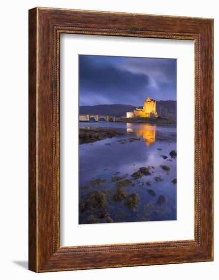 Eilean Donan Castle on Loch Duich at Twilight, Western Highlands, Scotland. Autumn (November)-Adam Burton-Framed Photographic Print