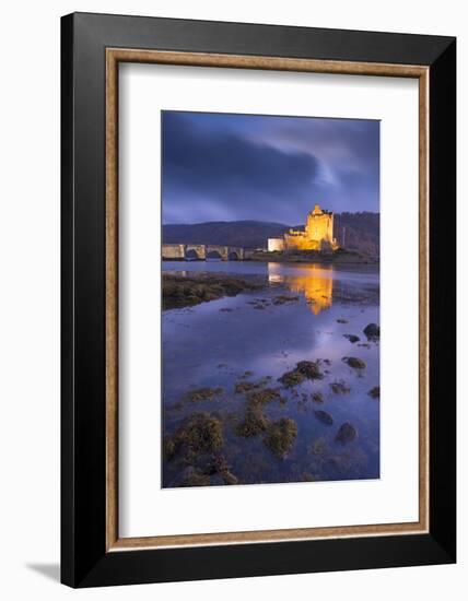 Eilean Donan Castle on Loch Duich at Twilight, Western Highlands, Scotland. Autumn (November)-Adam Burton-Framed Photographic Print