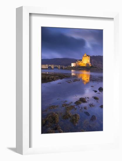 Eilean Donan Castle on Loch Duich at Twilight, Western Highlands, Scotland. Autumn (November)-Adam Burton-Framed Photographic Print