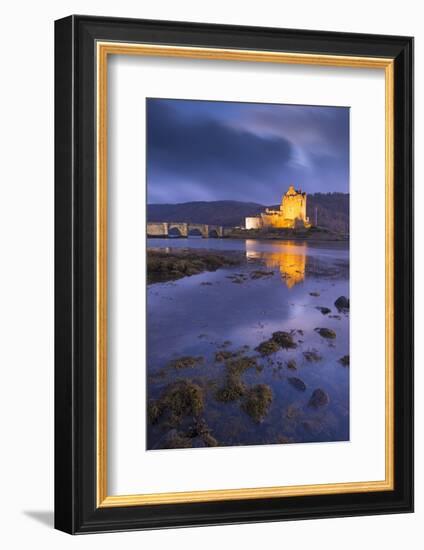 Eilean Donan Castle on Loch Duich at Twilight, Western Highlands, Scotland. Autumn (November)-Adam Burton-Framed Photographic Print