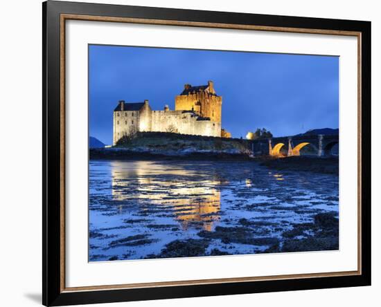 Eilean Donan (Eilean Donnan) Castle Illuminated, Dornie, Loch Duich, Highlands Region, Scotland-Chris Hepburn-Framed Photographic Print