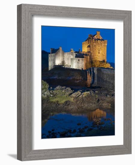 Eilean Donan (Eilean Donnan) Castle Illuminated, Dornie, Loch Duich, Highlands Region, Scotland-Chris Hepburn-Framed Photographic Print