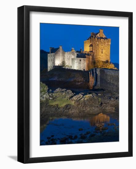 Eilean Donan (Eilean Donnan) Castle Illuminated, Dornie, Loch Duich, Highlands Region, Scotland-Chris Hepburn-Framed Photographic Print